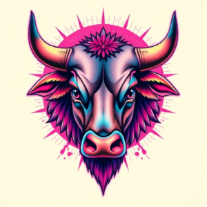Vaporwave Bull Tattoo