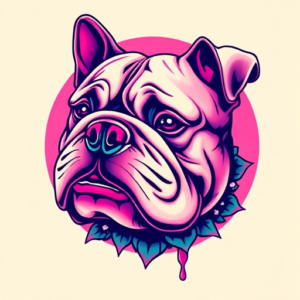 Vaporwave Bulldog Tattoo