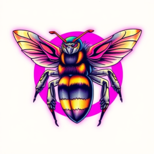 Vaporwave Bumblebee Tattoo