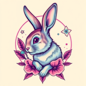 Vaporwave Bunny Tattoo