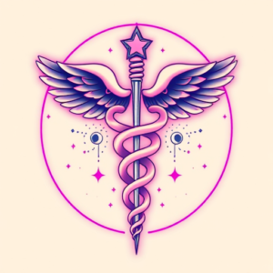 Vaporwave Caduceus Tattoo