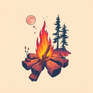 Vaporwave Campfire Tattoo