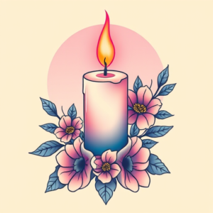 Vaporwave Candle Tattoo