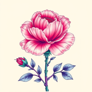 Vaporwave Carnation Tattoo