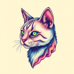 Vaporwave Cat Tattoo