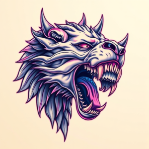 Vaporwave Cerberus Tattoo