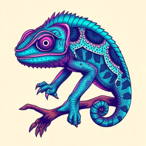Vaporwave Chameleon Tattoo