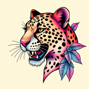 Vaporwave Cheetah Tattoo