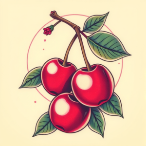 Vaporwave Cherry Tattoo