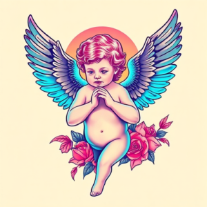 Vaporwave Cherub Tattoo