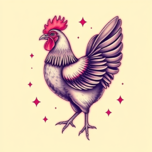 Vaporwave Chicken Tattoo