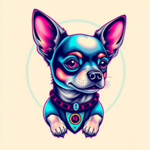Vaporwave Chihuahua Tattoo