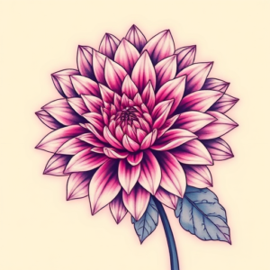Vaporwave Chrysanthemum Tattoo