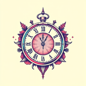 Vaporwave Clock Tattoo