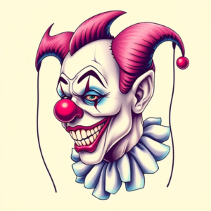 Vaporwave Clown Tattoo