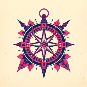 Vaporwave Compass Tattoo