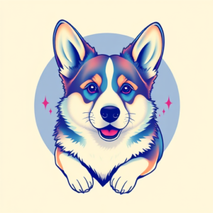 Vaporwave Corgi Tattoo