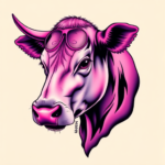 Vaporwave Cow Tattoo