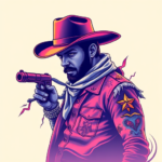 Vaporwave Cowboy Tattoo