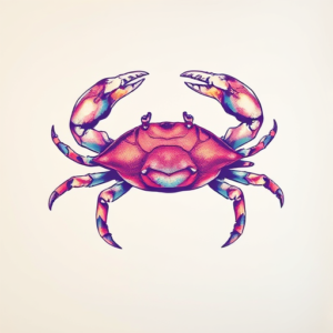 Vaporwave Crab Tattoo