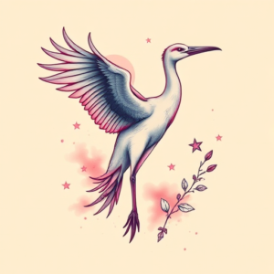 Vaporwave Crane Tattoo