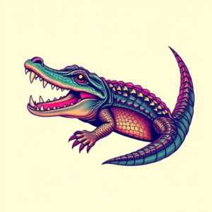 Vaporwave Crocodile Tattoo