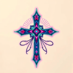 Vaporwave Cross Tattoo