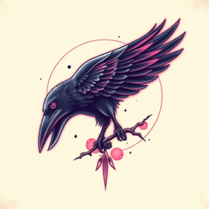 Vaporwave Crow Tattoo