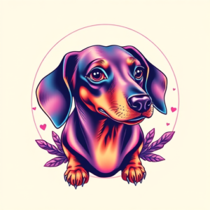 Vaporwave Dachshund Tattoo