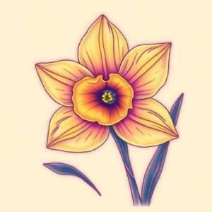 Vaporwave Daffodil Tattoo