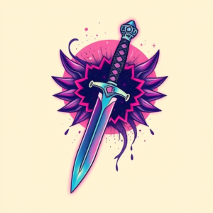 Vaporwave Dagger Tattoo