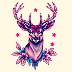 Vaporwave Deer Tattoo