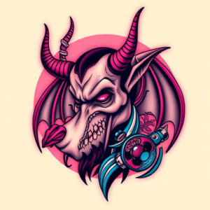 Vaporwave Devil Tattoo