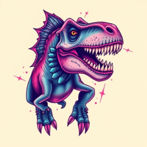 Vaporwave Dinosaur Tattoo