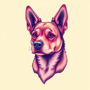 Vaporwave Dog Tattoo