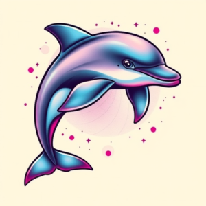 Vaporwave Dolphin Tattoo