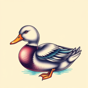 Vaporwave Duck Tattoo