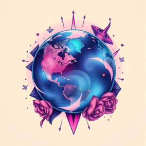 Vaporwave Earth Tattoo