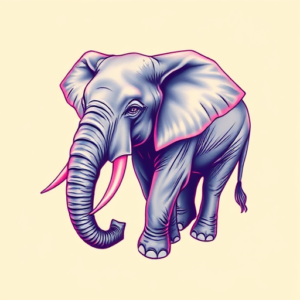 Vaporwave Elephant Tattoo