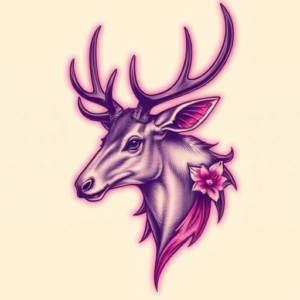 Vaporwave Elk Tattoo
