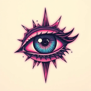 Vaporwave Eye Tattoo
