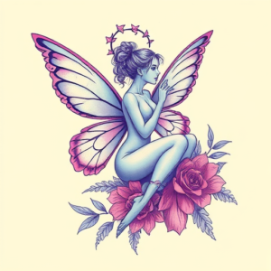 Vaporwave Fairy Tattoo