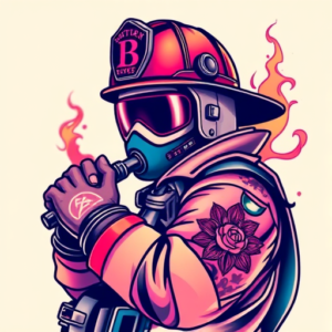 Vaporwave Firefighter Tattoo