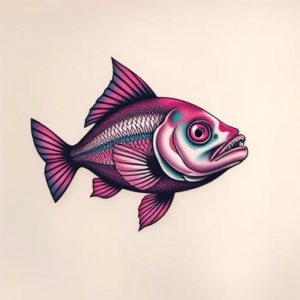 Vaporwave Fish Tattoo