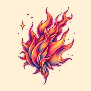 Vaporwave Flame Tattoo
