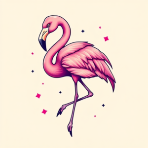 Vaporwave Flamingo Tattoo