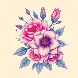 Vaporwave Floral Tattoo