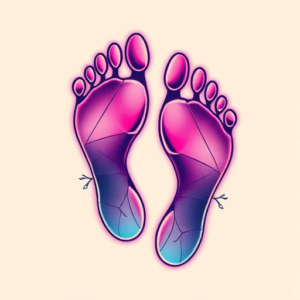 Vaporwave Footprint Tattoo