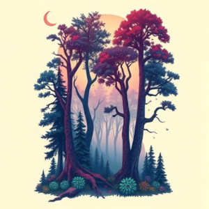 Vaporwave Forest Tattoo