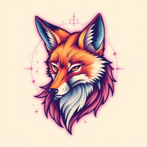 Vaporwave Fox Tattoo